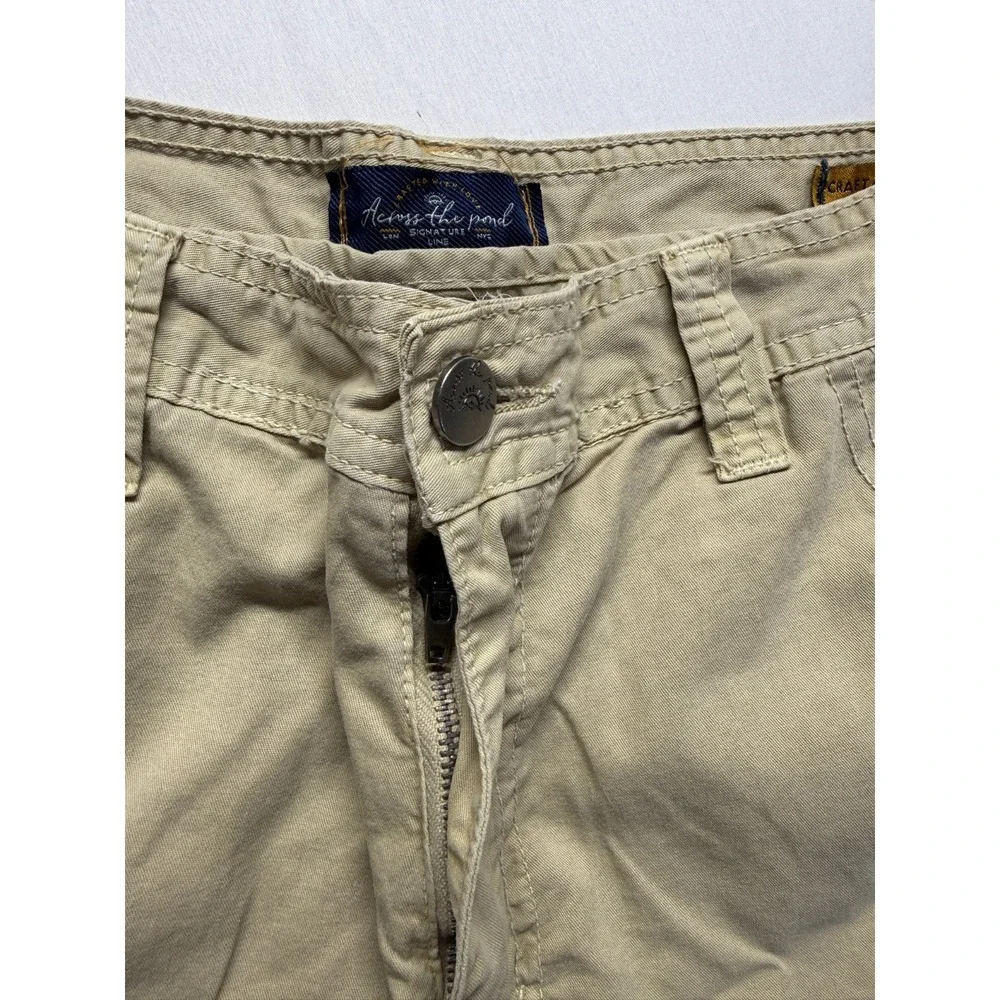 Across The Pond Signature Line Cargo Shorts Mens 32 Beige Cotton Utility Pockets